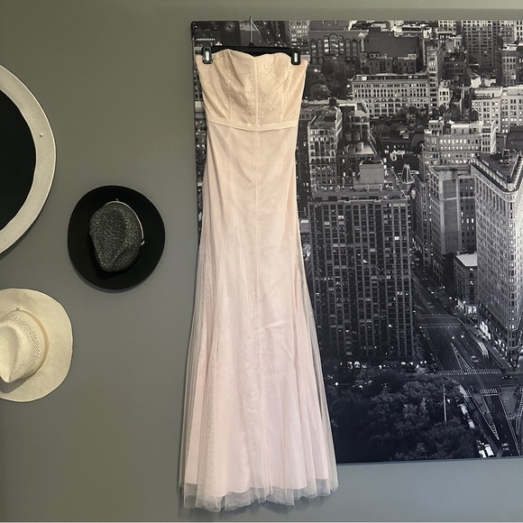 Elegant Blush Bridesmaid Strapless Dress - Picture 1 of 6